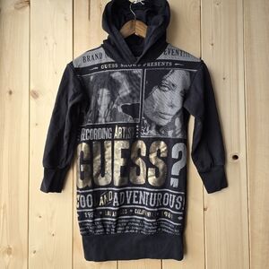 Guess Hooded Dress Black Gold Hoodie Girls Size 8